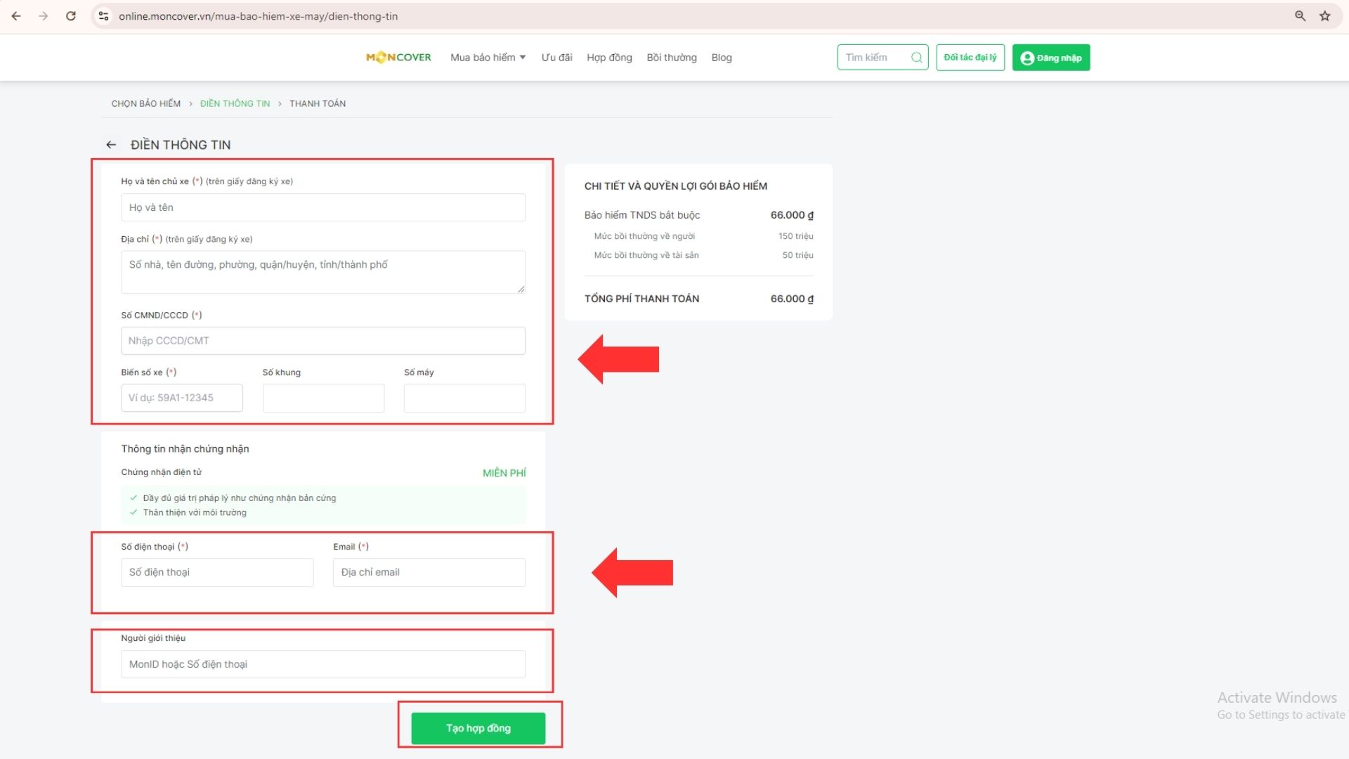 Hướng dẫn cấp đơn bảo hiểm TNDS xe máy trên web online