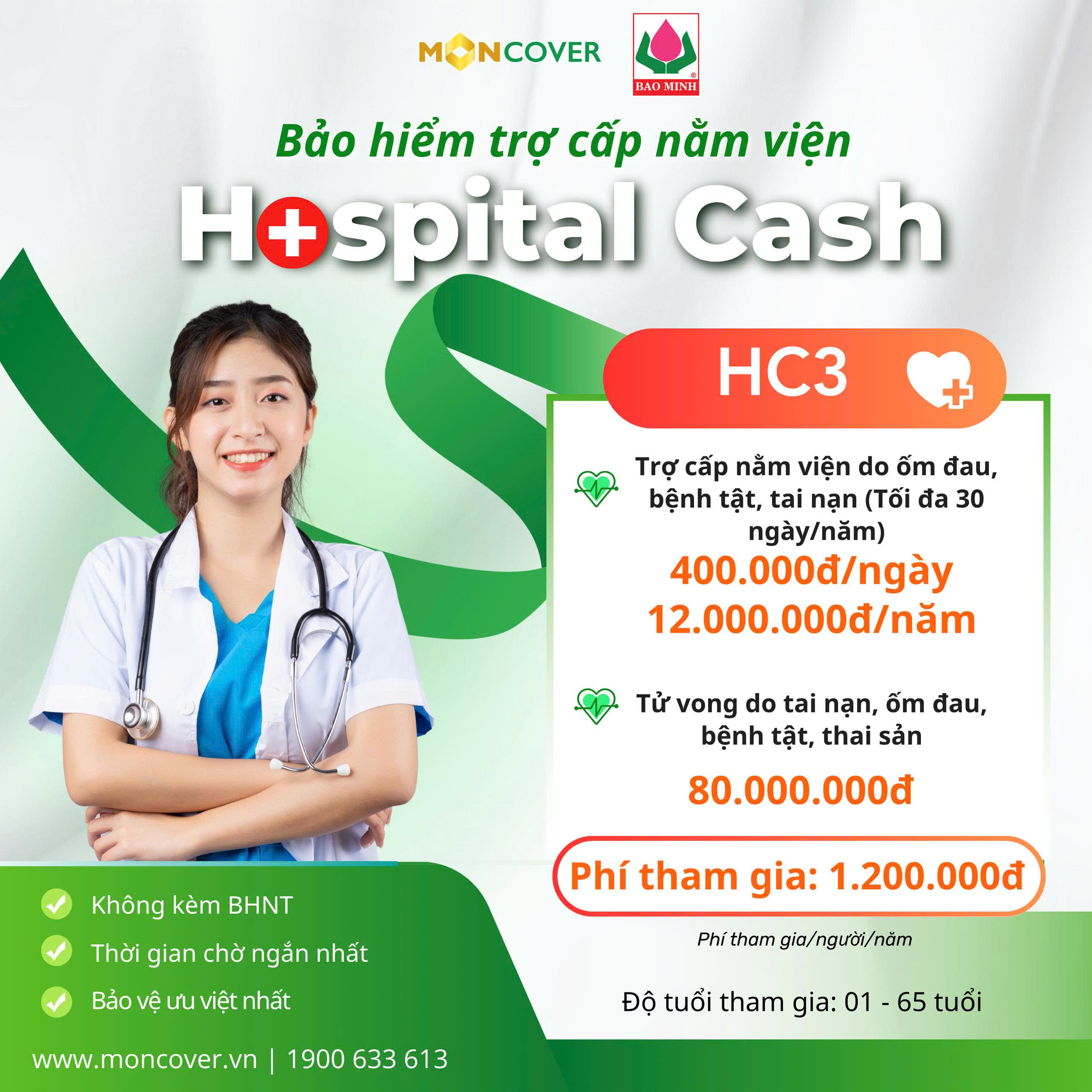 Bảo hiểm trợ cấp viện phí Hospital Cash 2.0