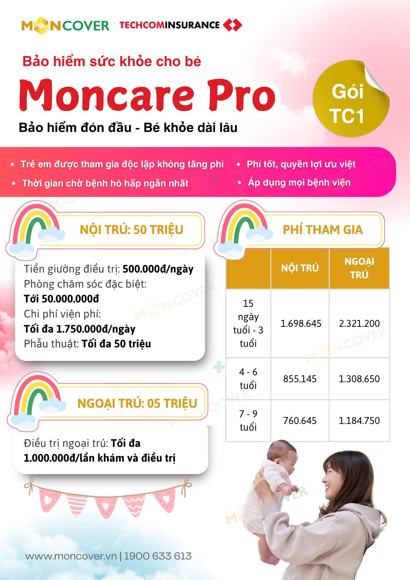 Bảo hiểm trẻ em mua độc lập Moncare Pro