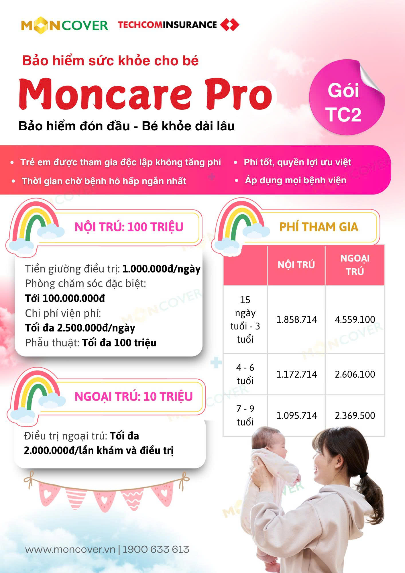 Bảo hiểm trẻ em mua độc lập Moncare Pro