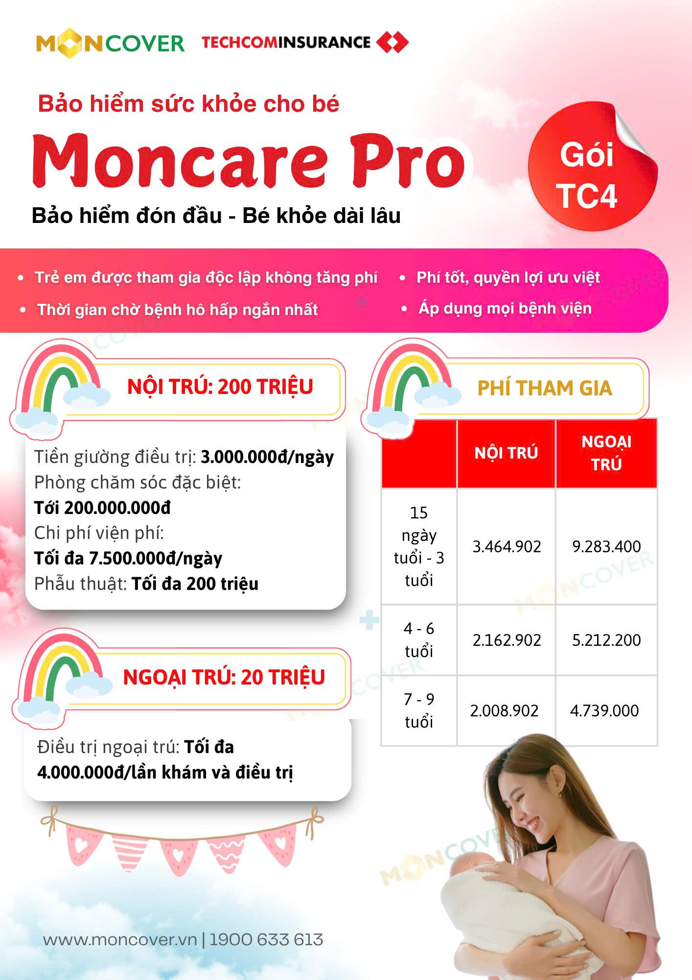 Bảo hiểm trẻ em mua độc lập Moncare Pro