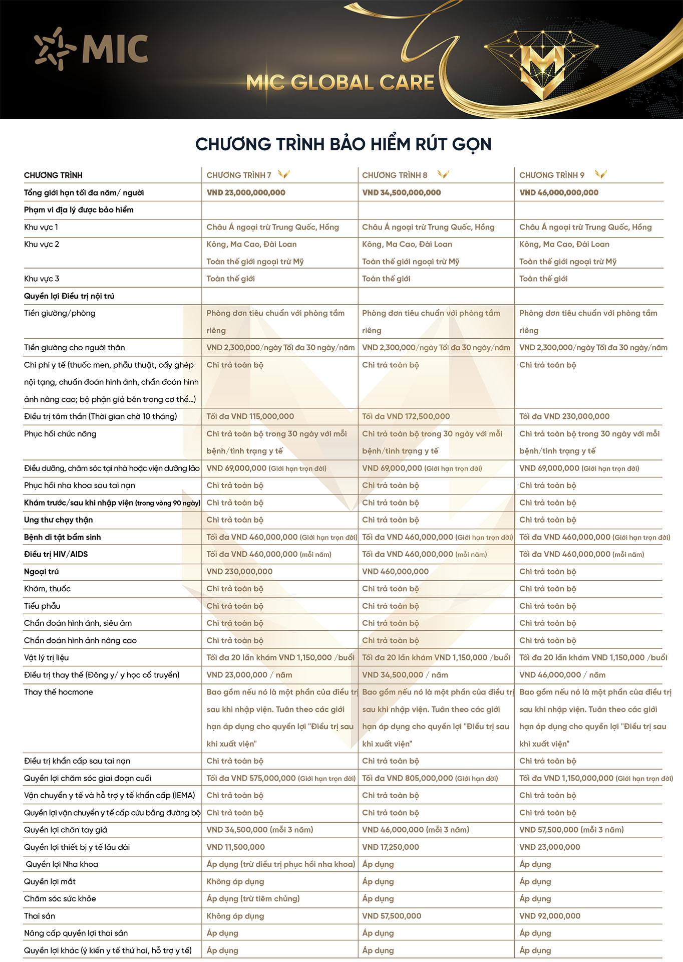 Bảo hiểm sức khỏe toàn cầu MIC Global Care