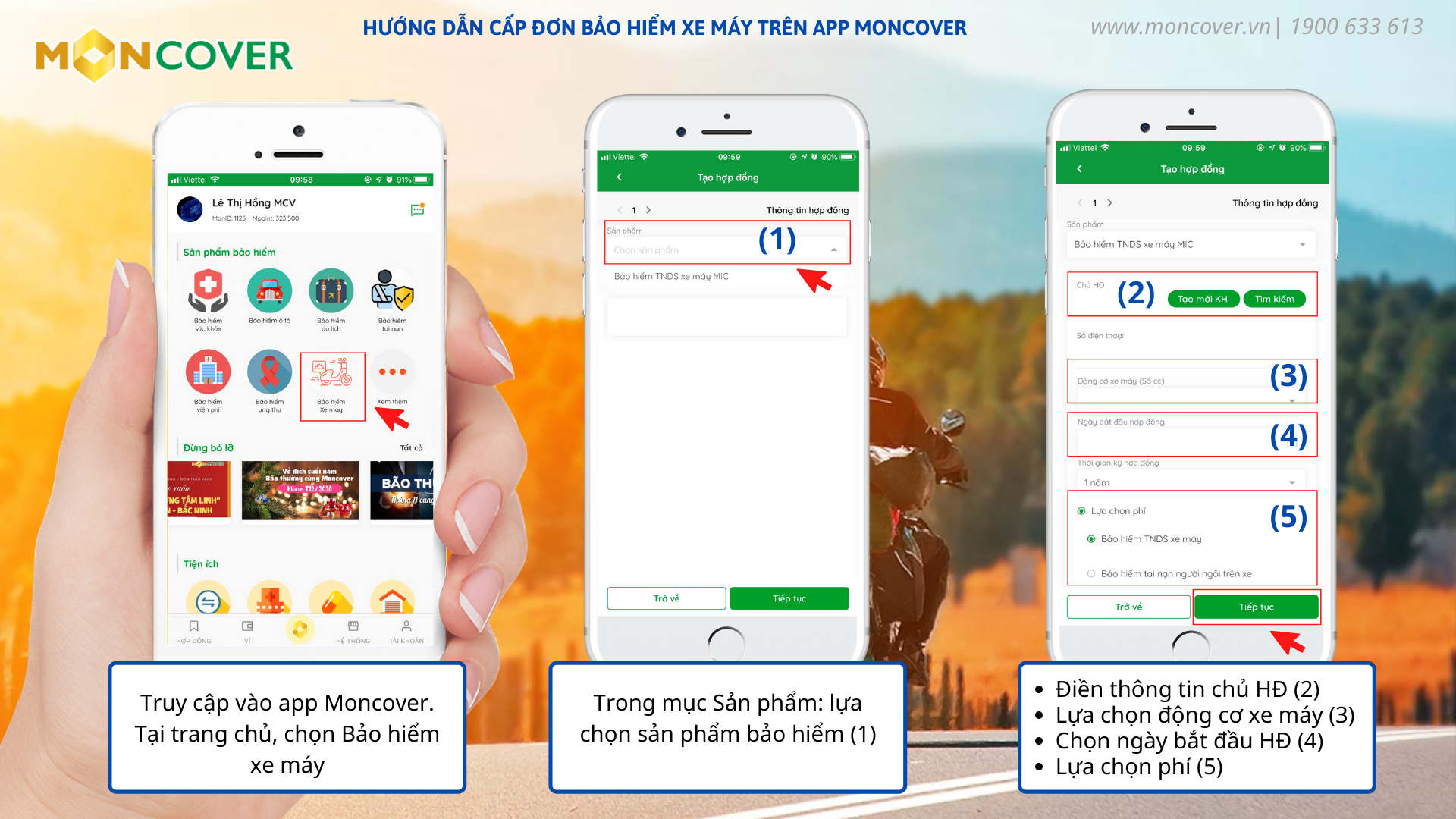 Hướng dẫn bán bảo hiểm xe máy trên app Moncover