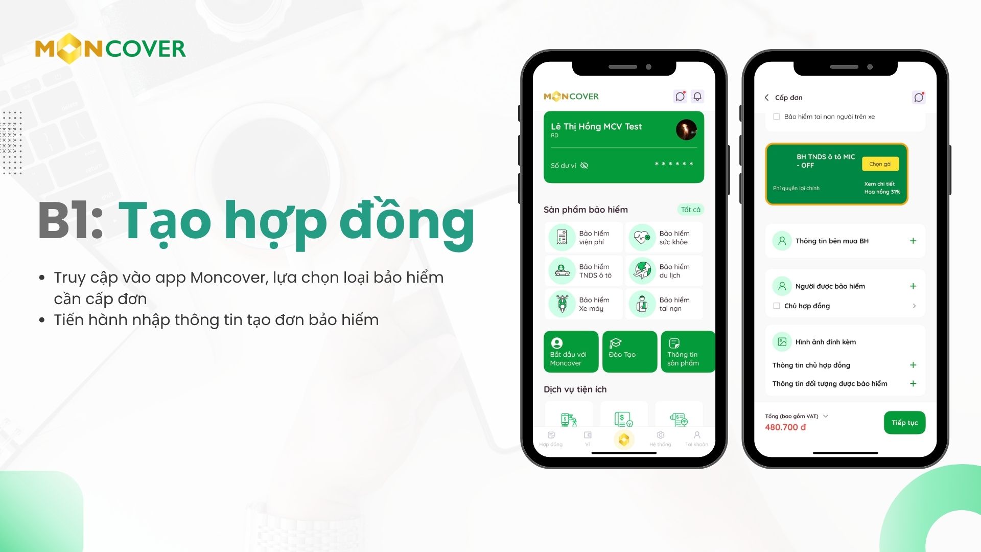 Hướng dẫn tạo báo giá trên app Moncover
