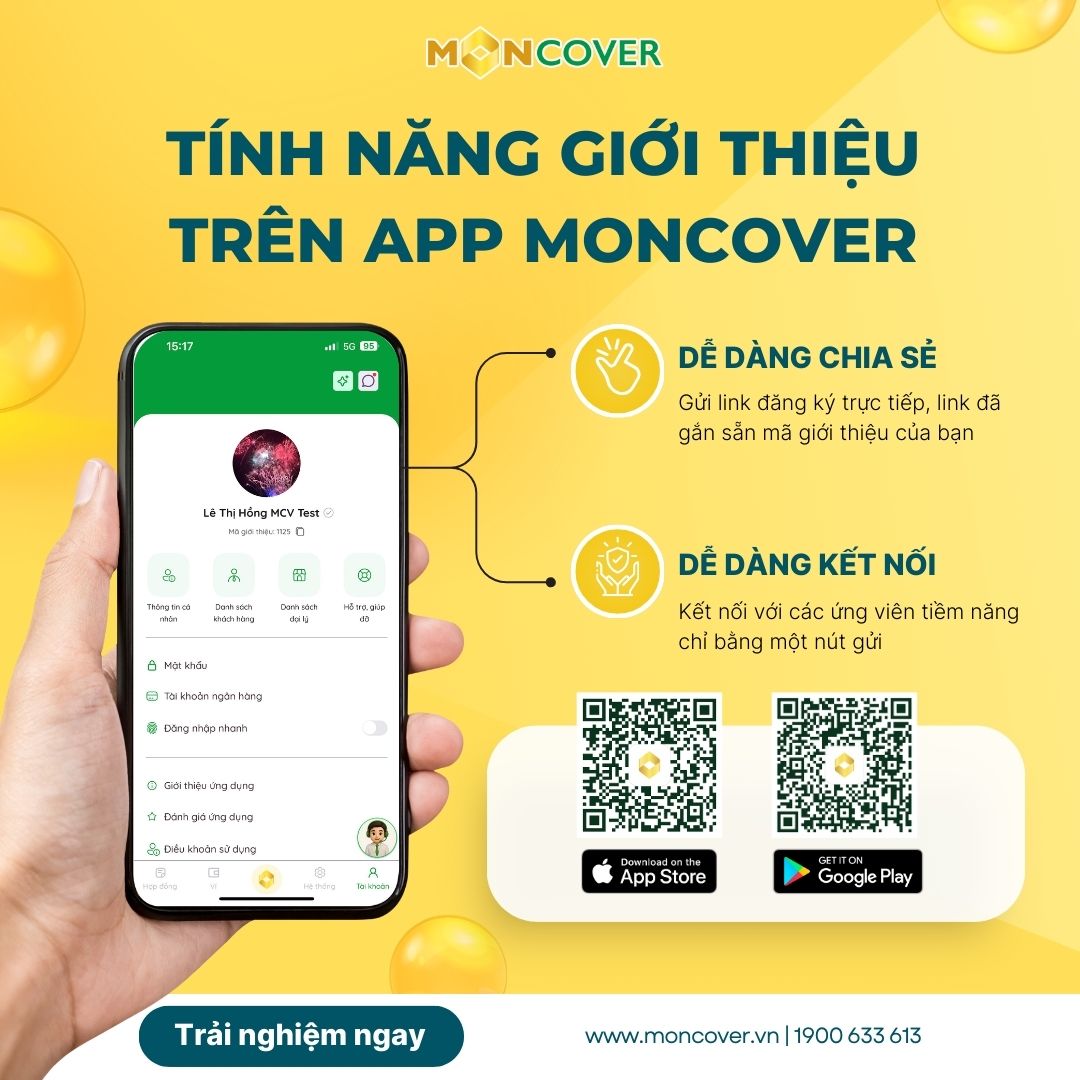 Tính năng giới thiệu trên app Moncover
