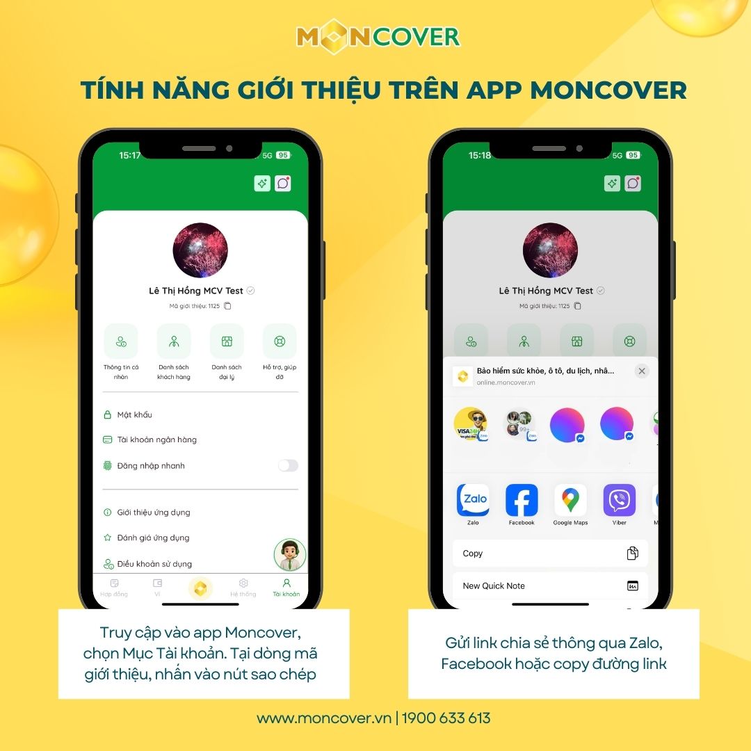 Tính năng giới thiệu trên app Moncover