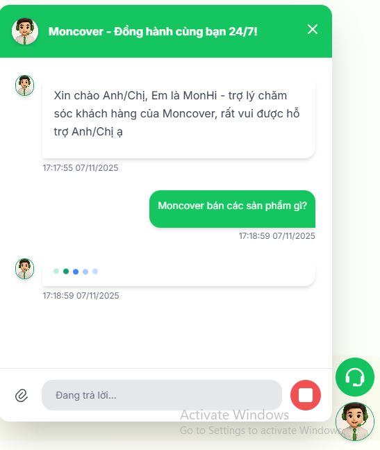 Tính năng hỗ trợ Chat Box dành cho khách hàng và đối tác Moncover