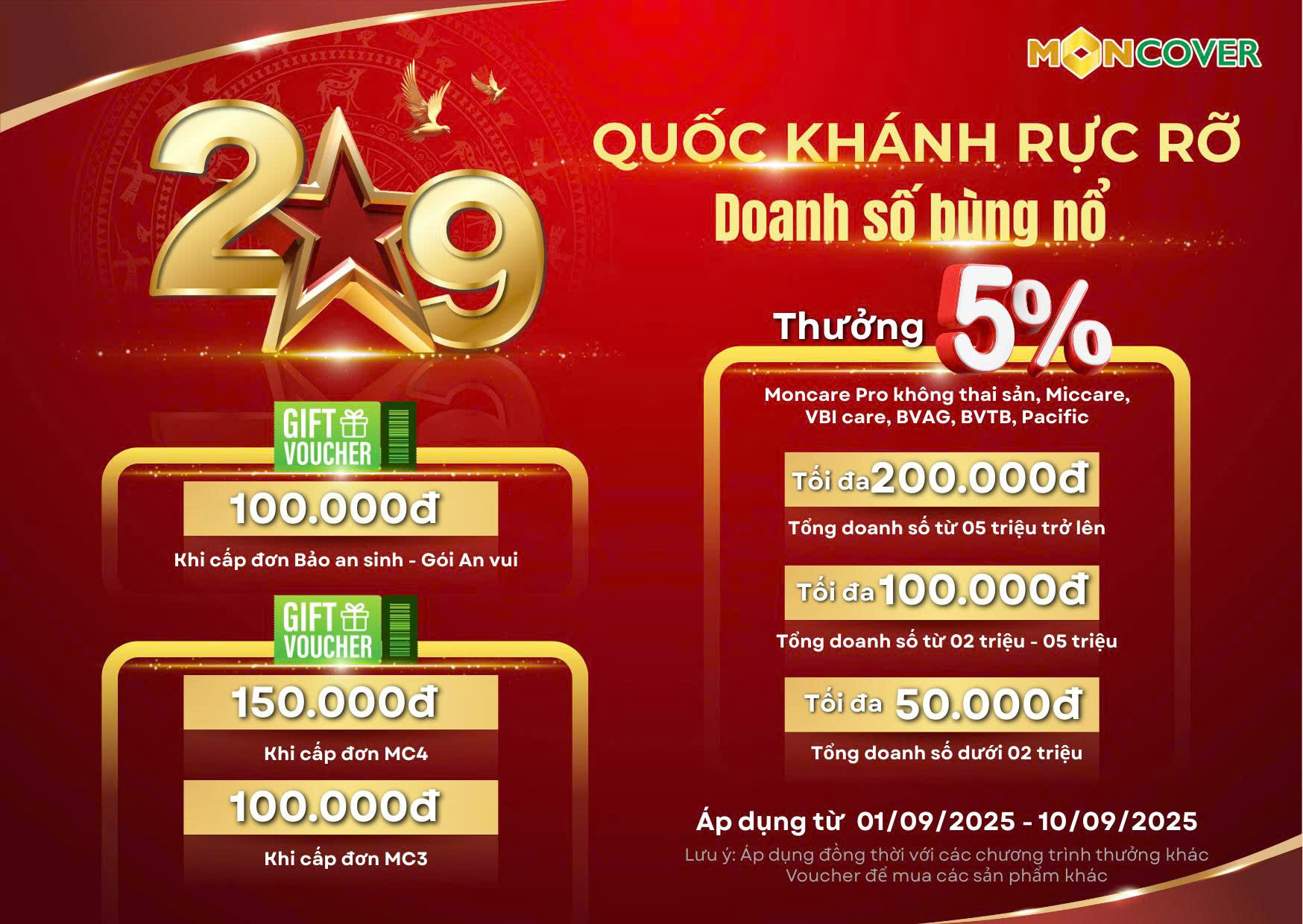 Nhận ưu đãi vàng Tháng 9