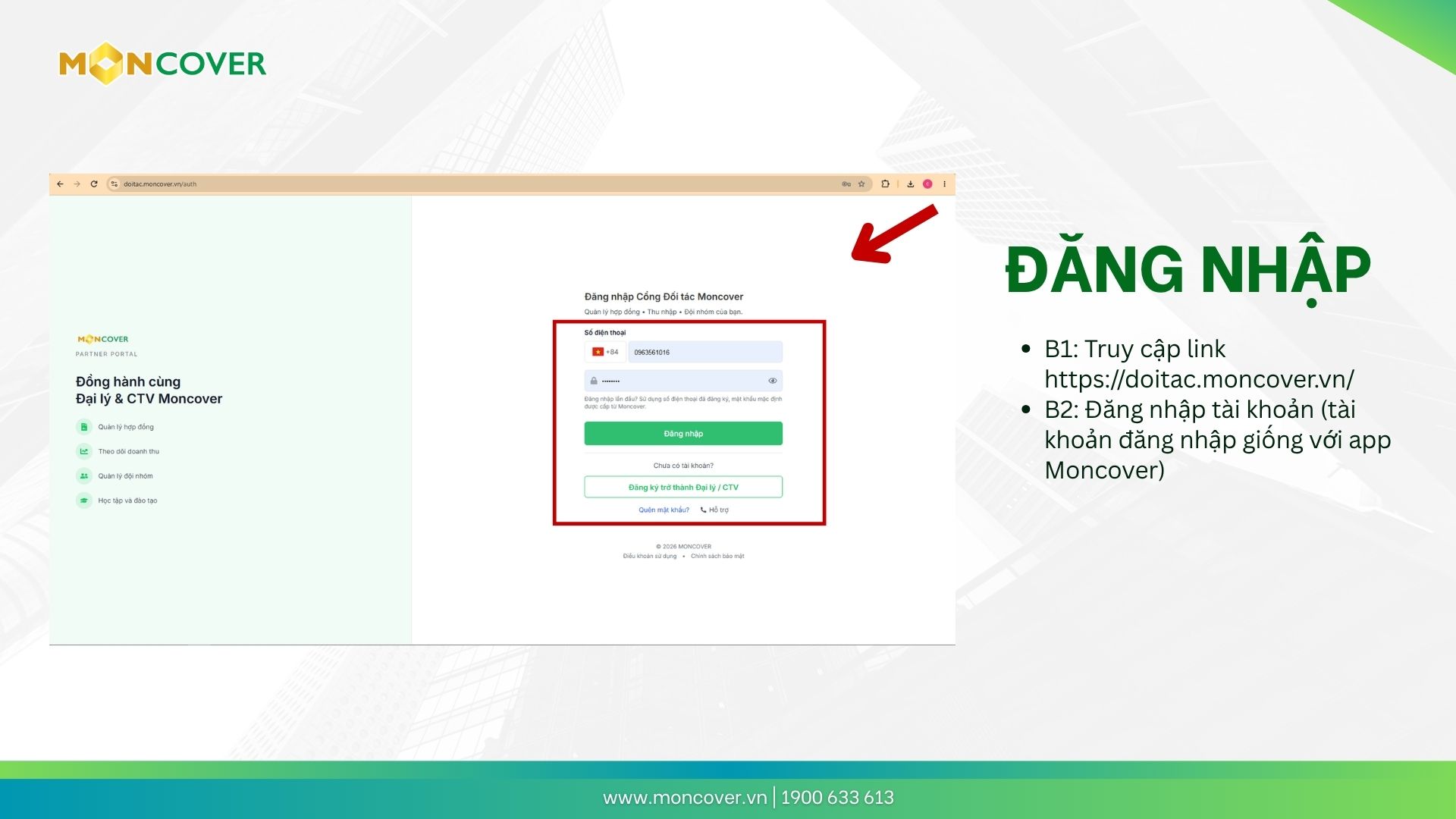 Hướng dẫn sử dụng phần mềm Moncover trên web