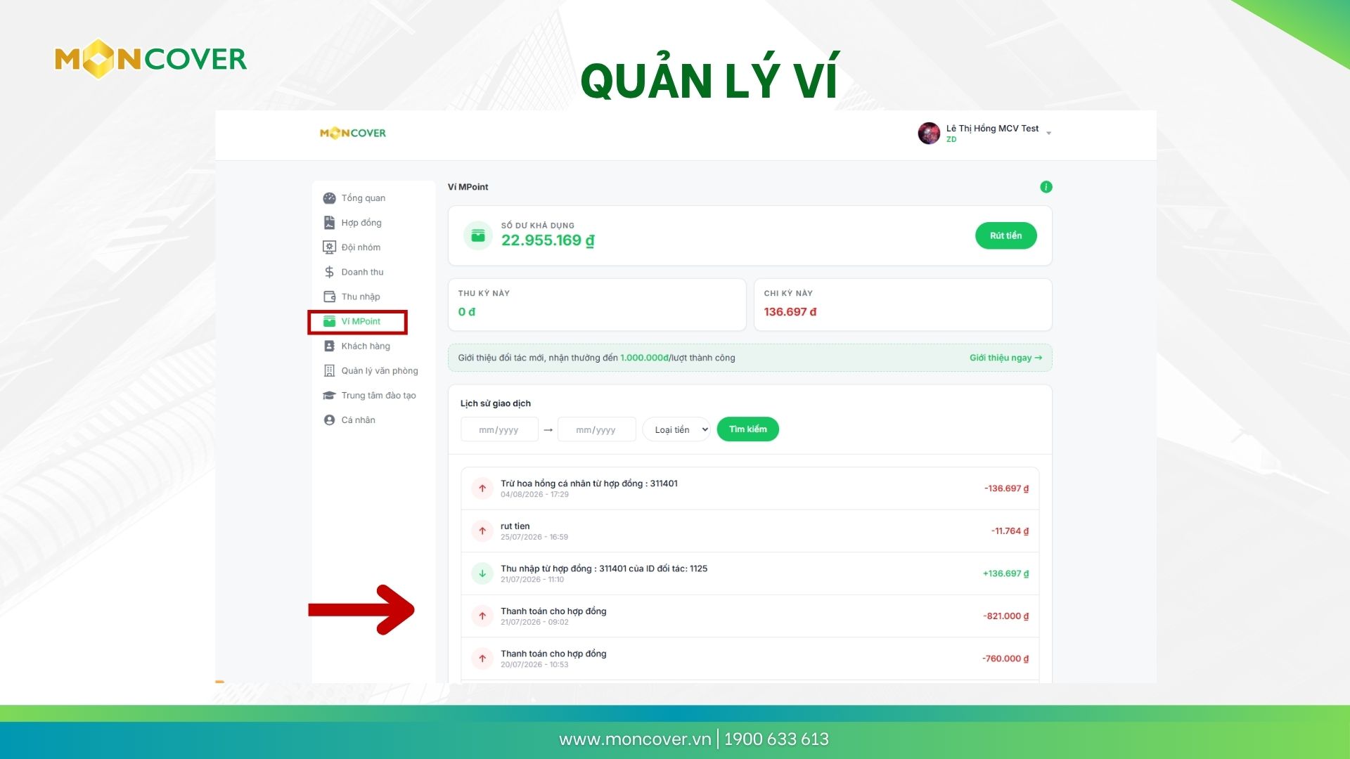 Hướng dẫn sử dụng phần mềm Moncover trên web