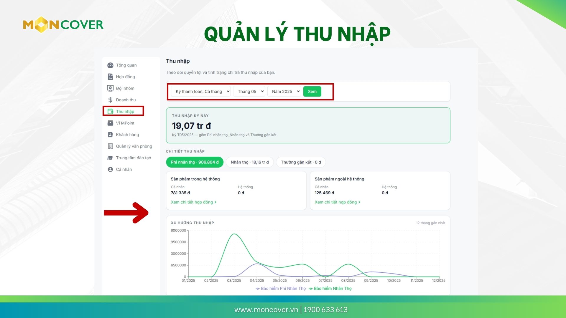 Hướng dẫn sử dụng phần mềm Moncover trên web