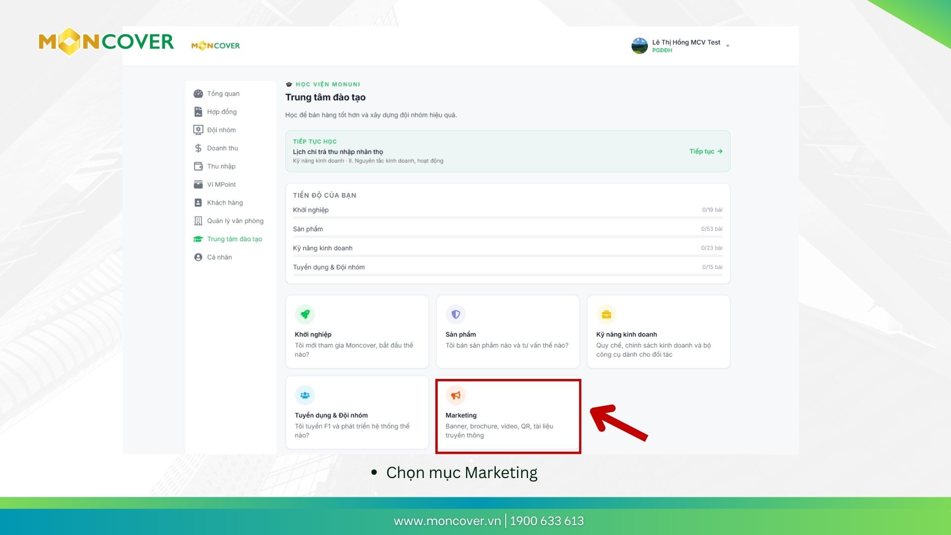 Hướng dẫn tạo Namecard trên portal Moncover