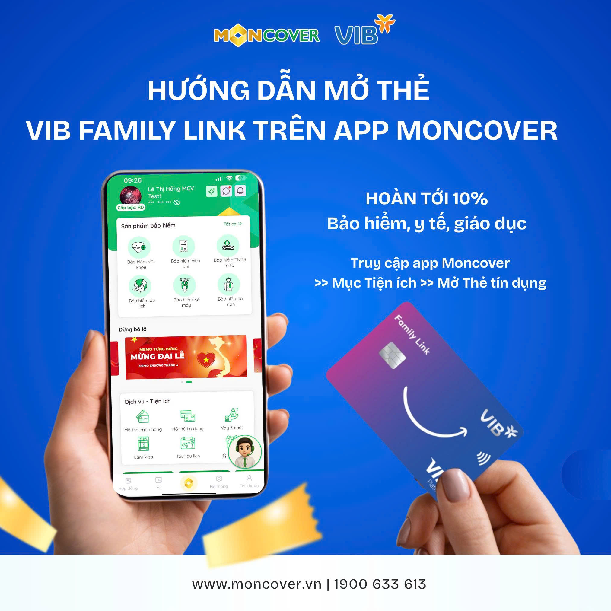 Hướng dẫn mở thẻ FAMILY LINK trên ứng dụng Moncover