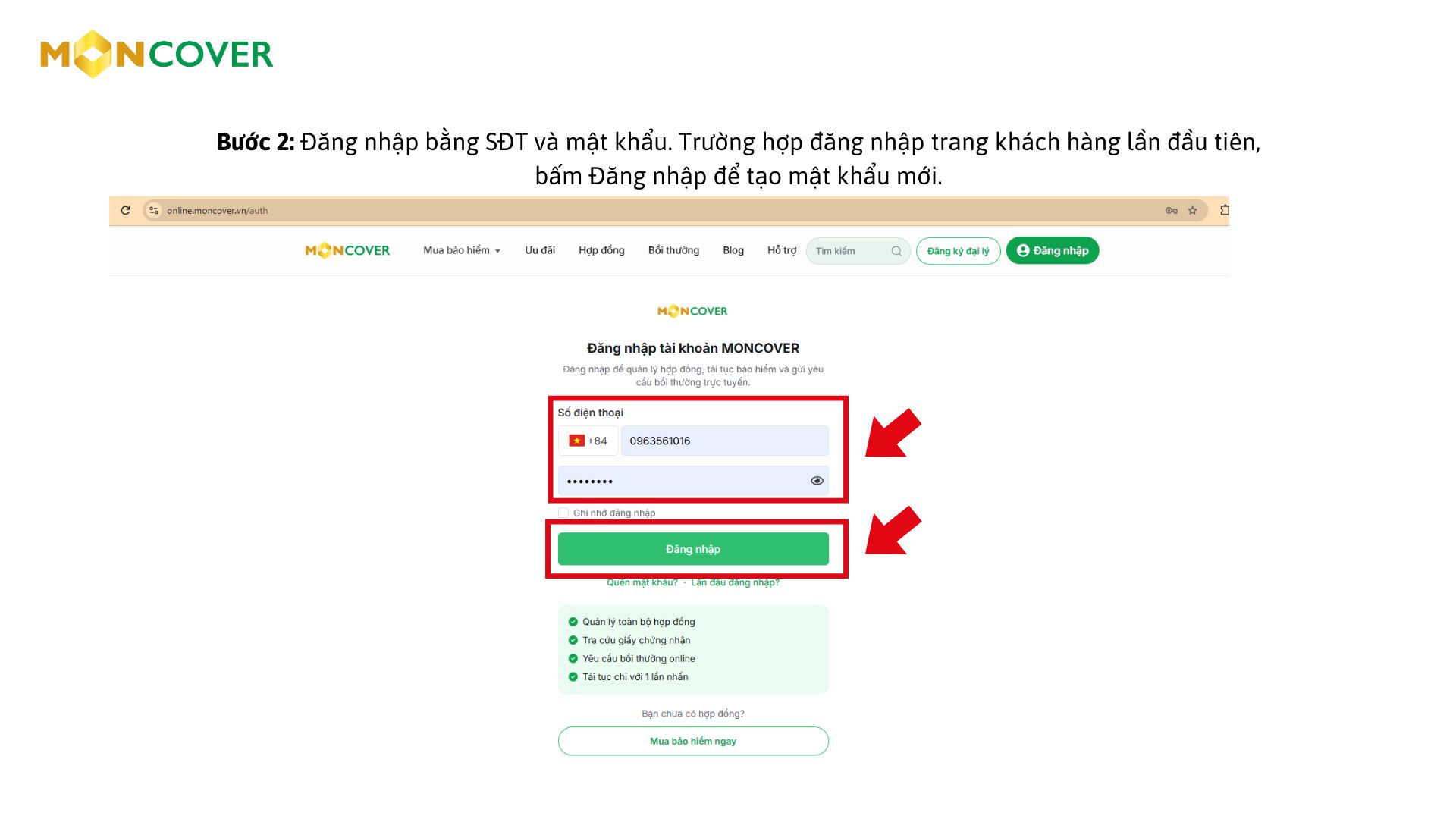 Hướng dẫn sử dụng trang tra cứu dành cho khách hàng Moncover