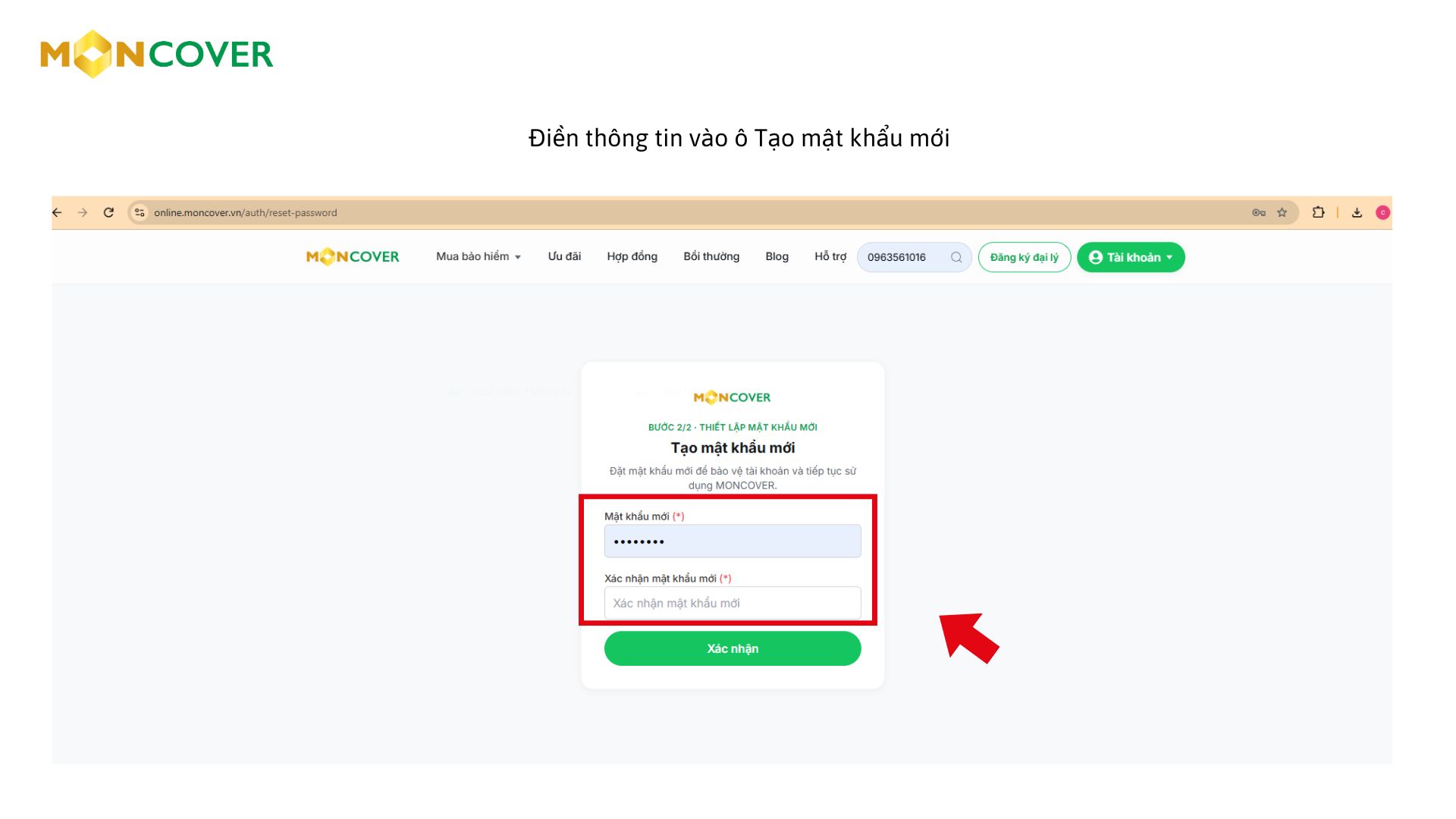 Hướng dẫn sử dụng trang tra cứu dành cho khách hàng Moncover
