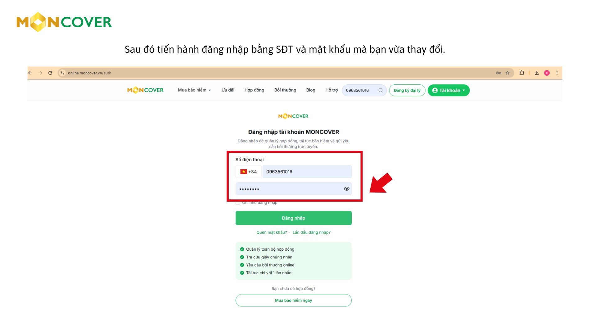 Hướng dẫn sử dụng trang tra cứu dành cho khách hàng Moncover