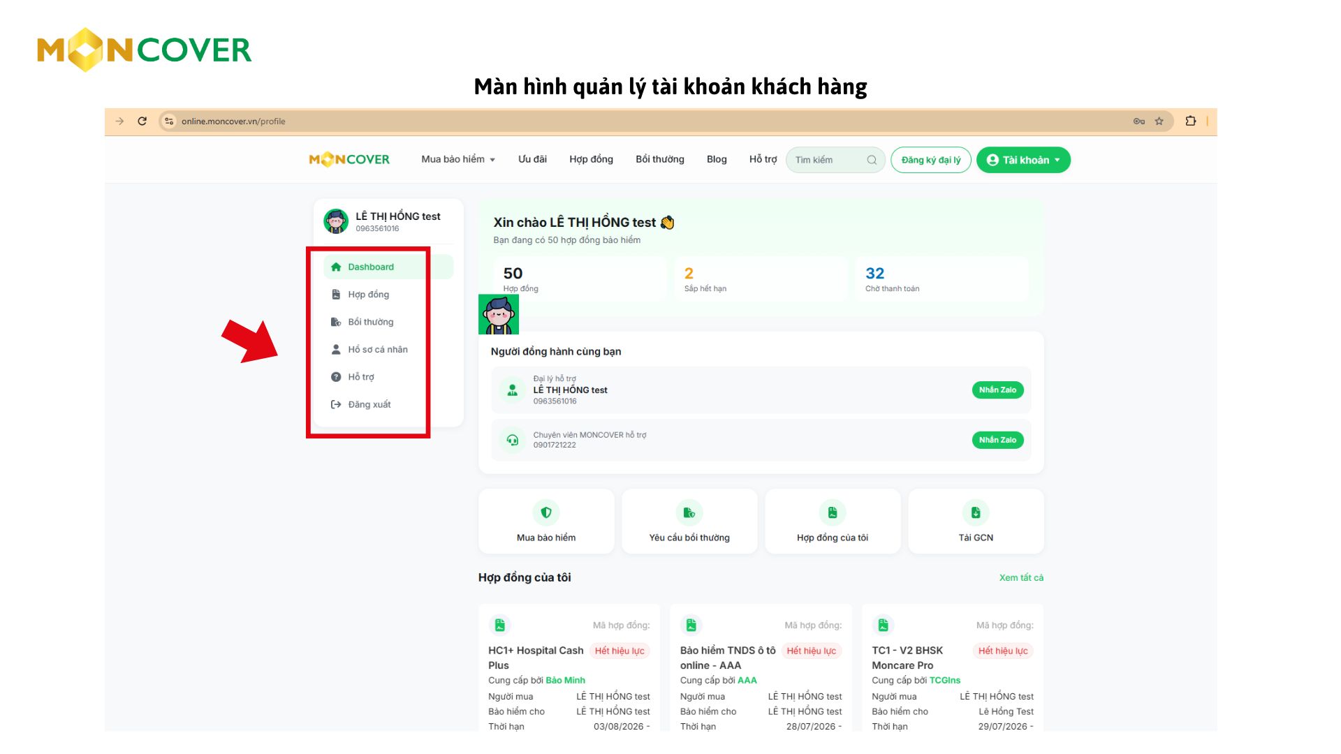 Hướng dẫn sử dụng trang tra cứu dành cho khách hàng Moncover