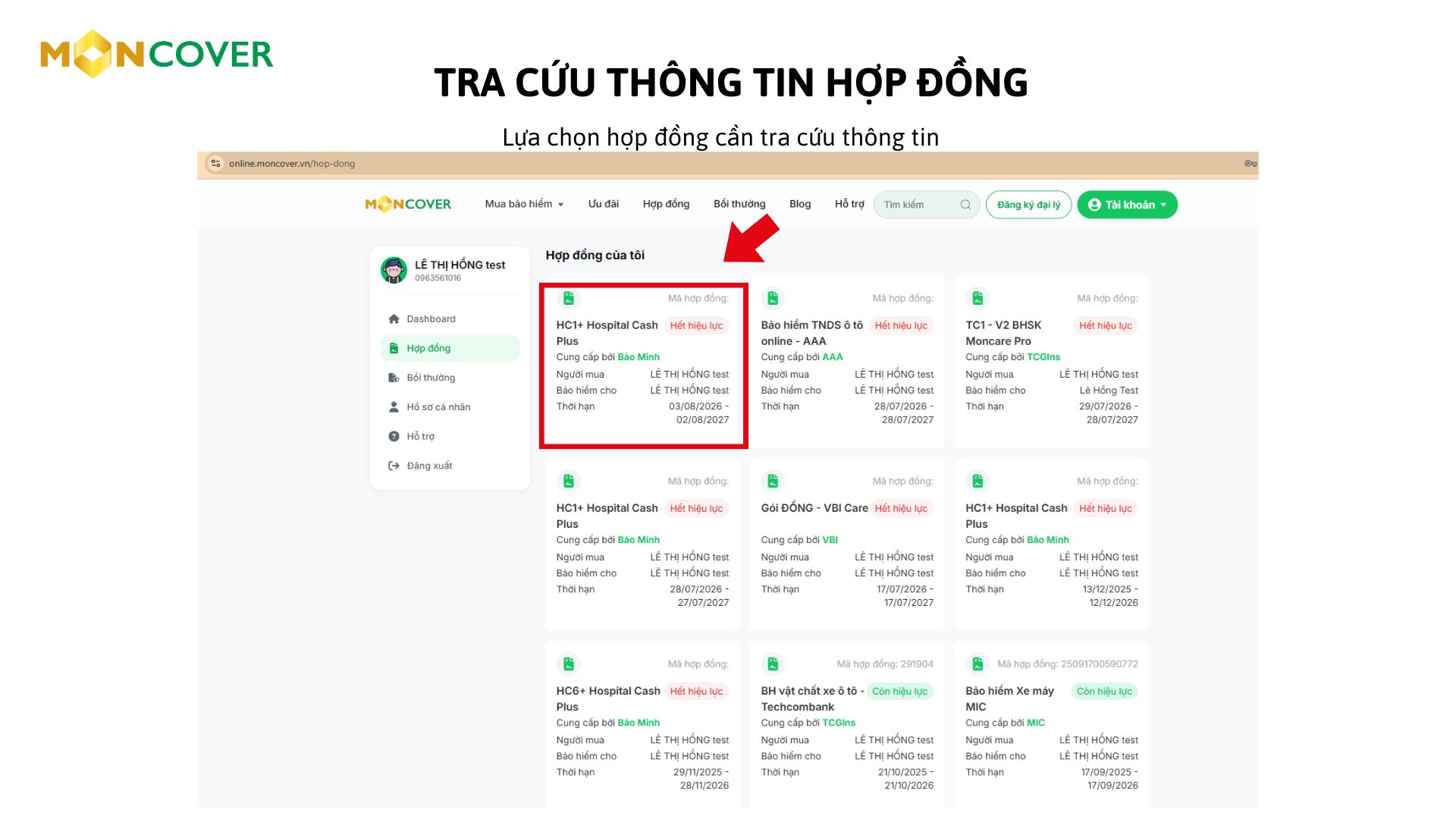 Hướng dẫn sử dụng trang tra cứu dành cho khách hàng Moncover